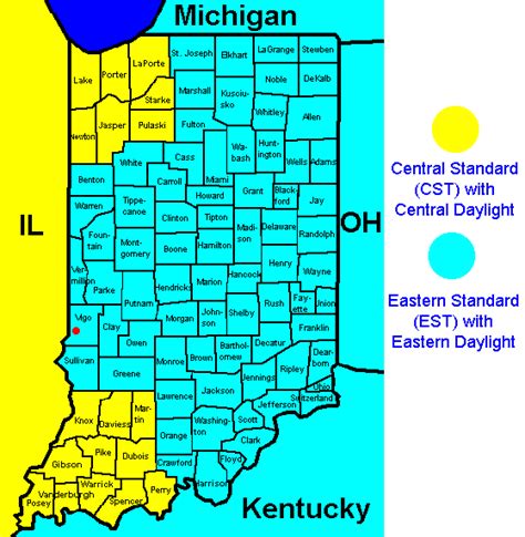 Where does time change in indiana - Does Indiana have two time zones? ... When does the Daylight Saving time change 2024 occur in U.S.? Participating states turn clocks forward an hour on the second Sunday in March during the spring.